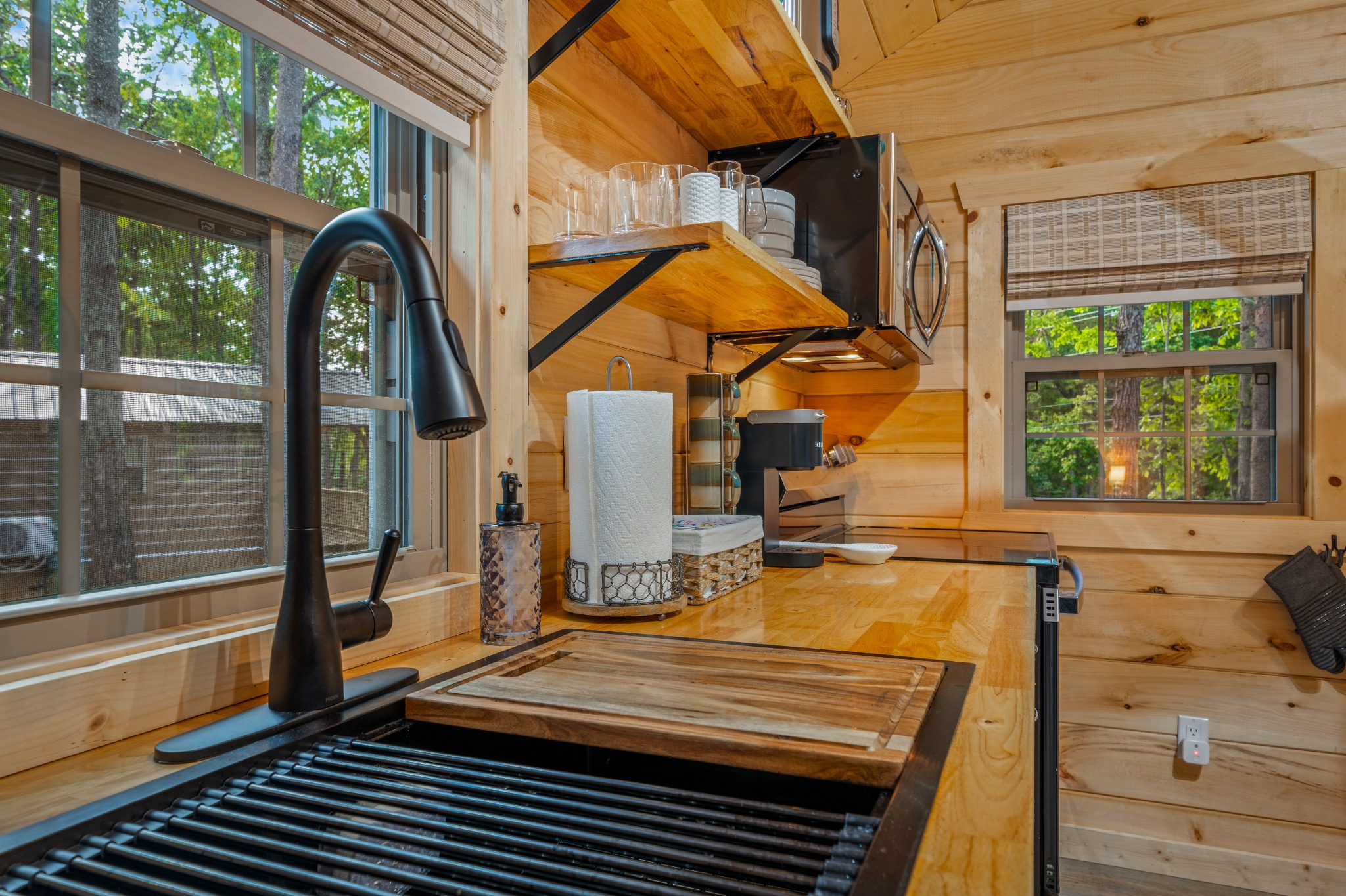 Cozy log cabin kitchen interior